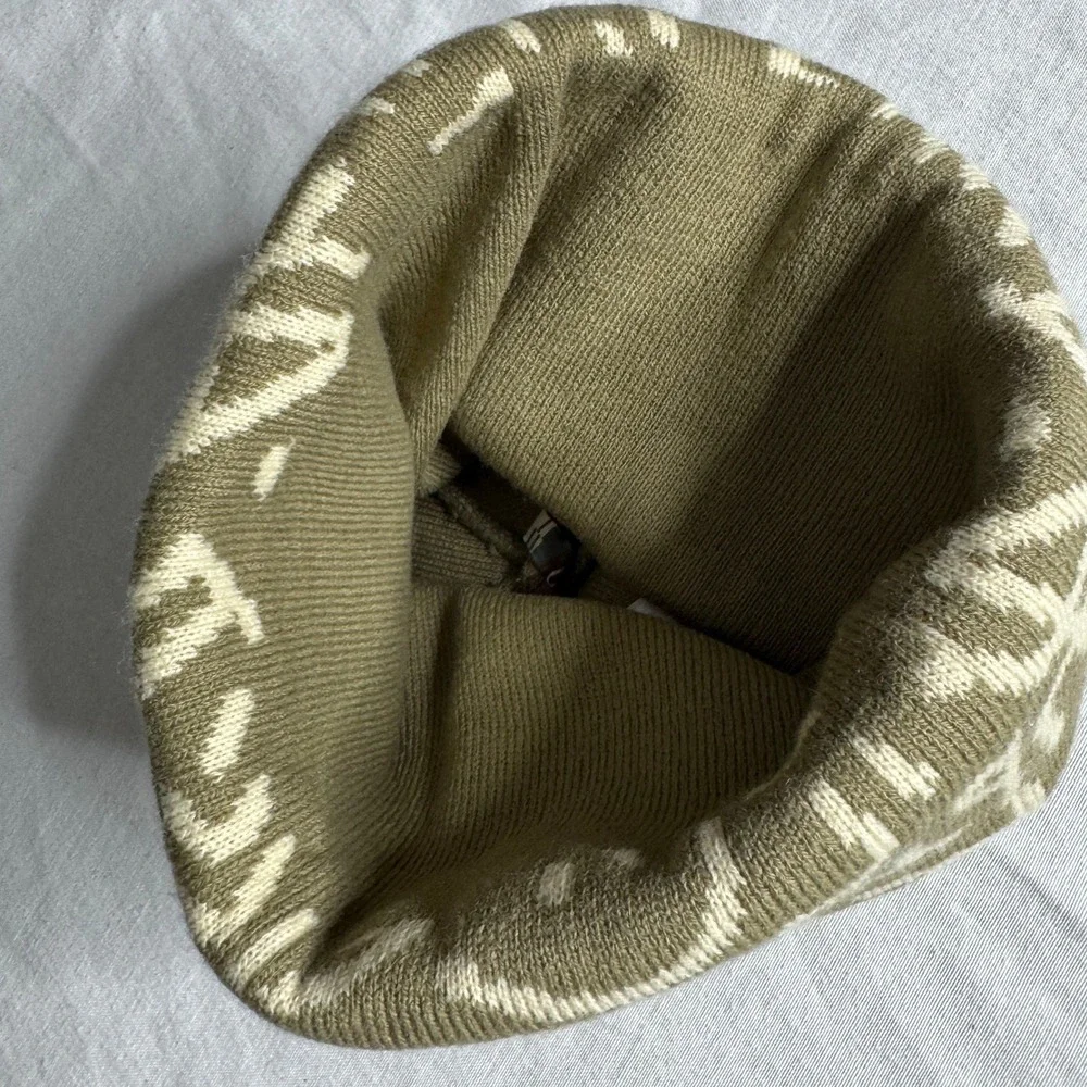 Autumn Soul Camo Knit Beanie Chinchilla Olive Green Abstract Print Hat One Size